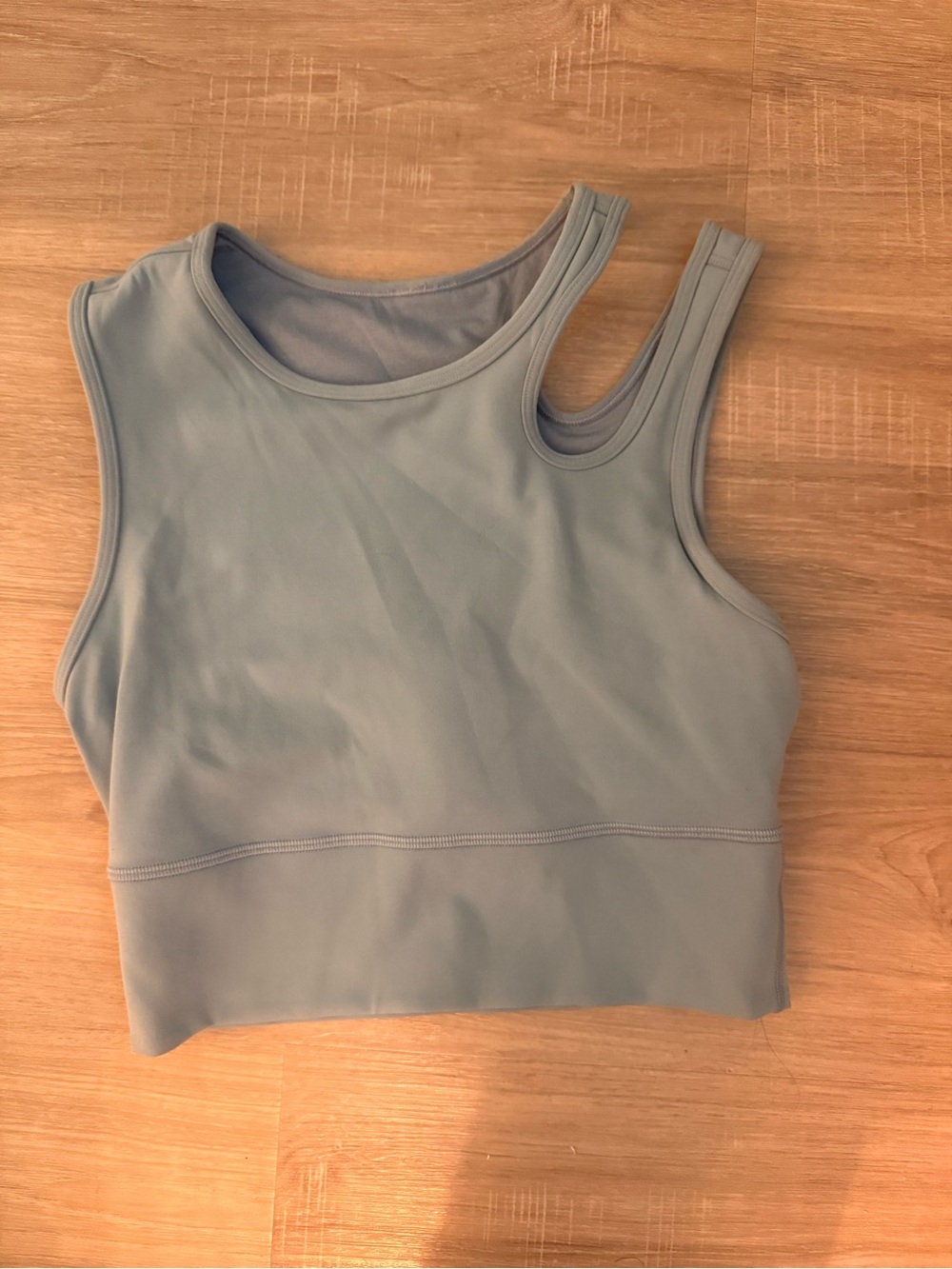 lululemon athletica light blue asymmetrical tank top